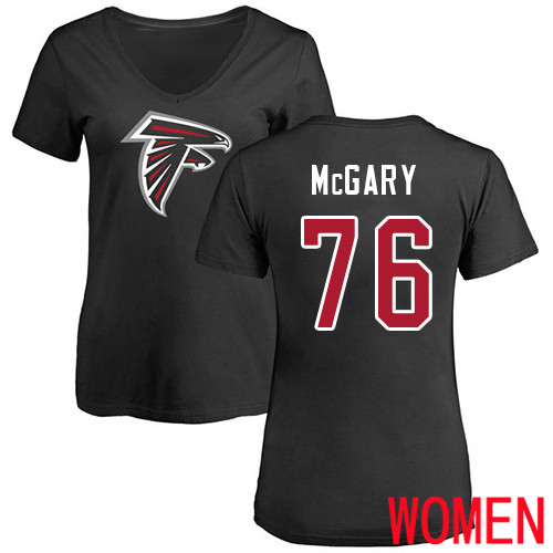 Atlanta Falcons Black Women Kaleb McGary Name And Number Logo NFL Football #76 T Shirt